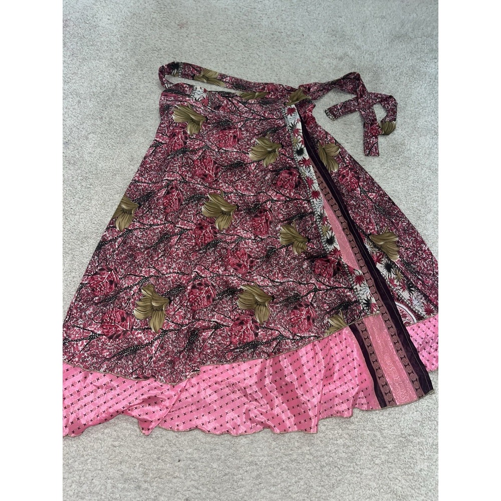 Women's Tea Length Sari Wrap Skirt Indian Silk